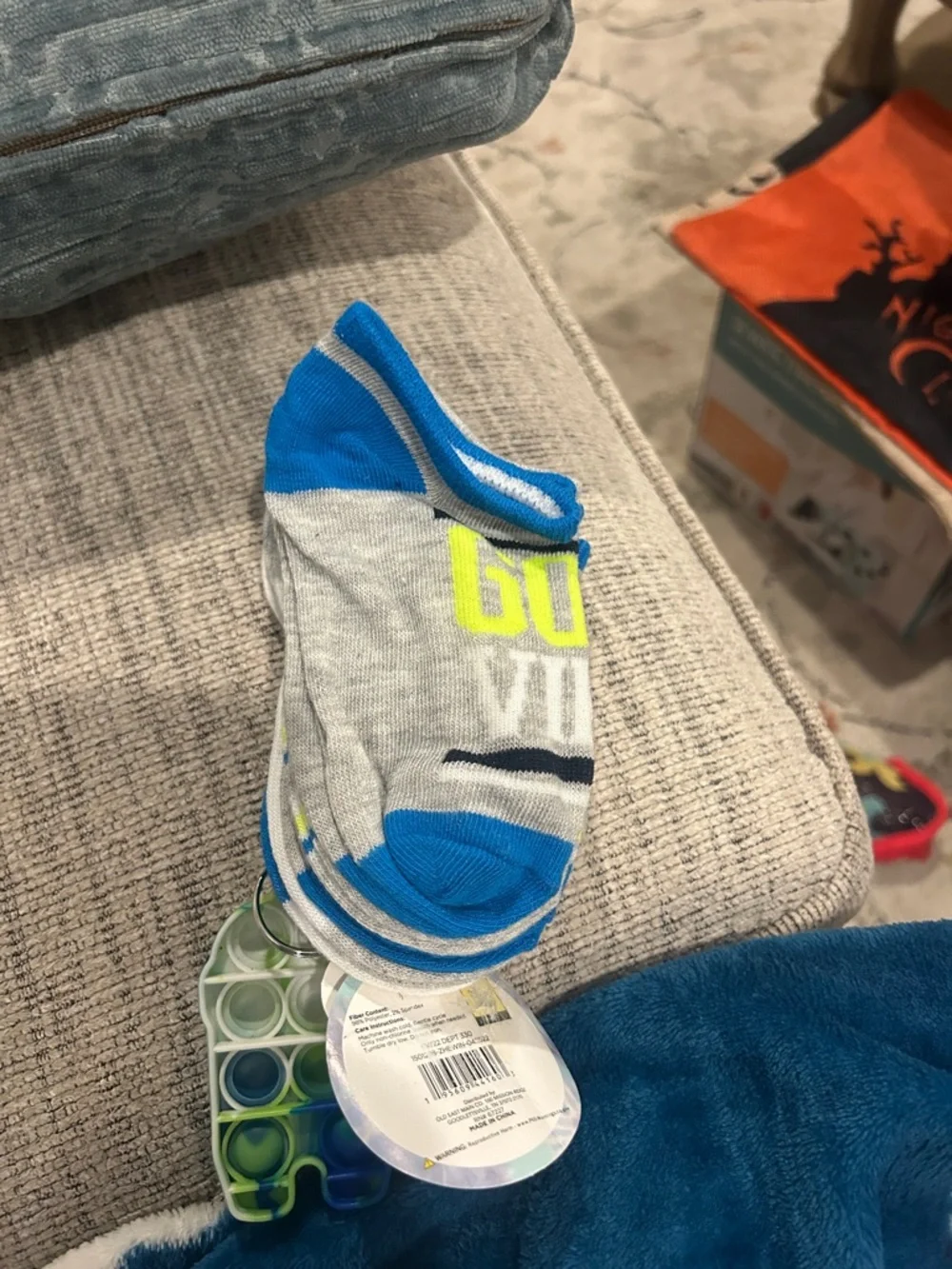Blue and Green Pop-It Keychain Socks Set